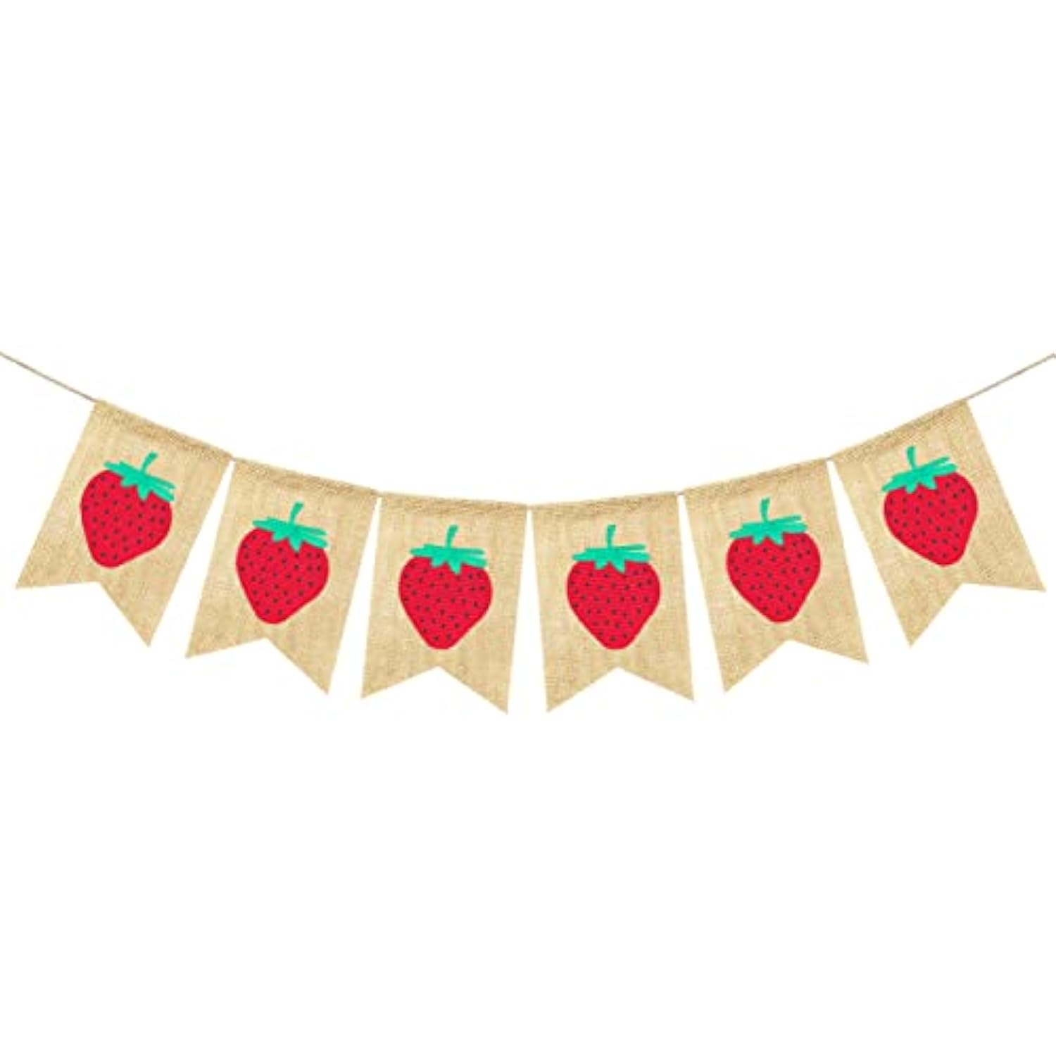 Burlap Strawberry Banner Garland, Strawberry Themed Baby Shower Birthday Party Decorations Supplies, Berry Sweet Home Office Classroom Hanging Sign Photo Booth Props