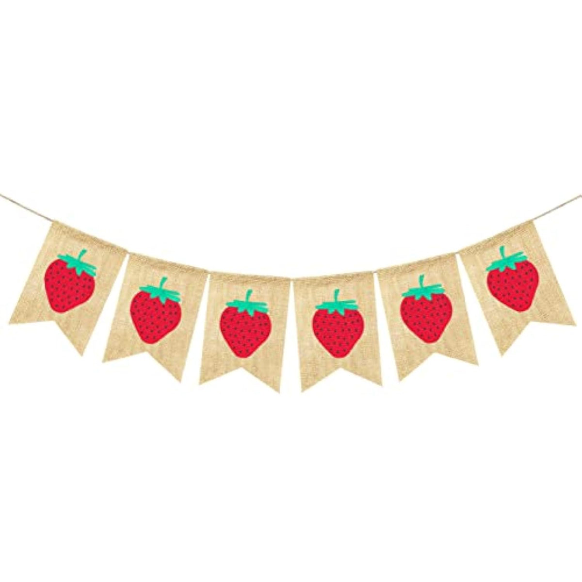 Burlap Strawberry Banner Garland, Strawberry Themed Baby Shower Birthday Party Decorations Supplies, Berry Sweet Home Office Classroom Hanging Sign Photo Booth Props