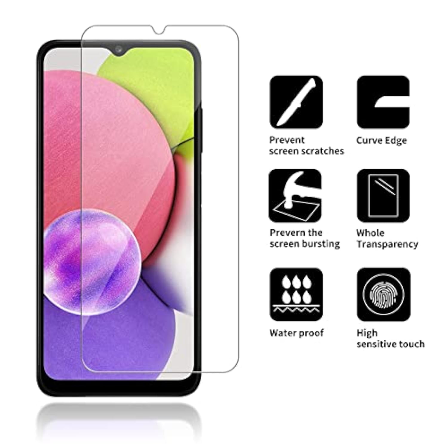 4 Pack Samsung Galaxy A03 A03S A03 Core 9H Tempered Glass Screen Protector