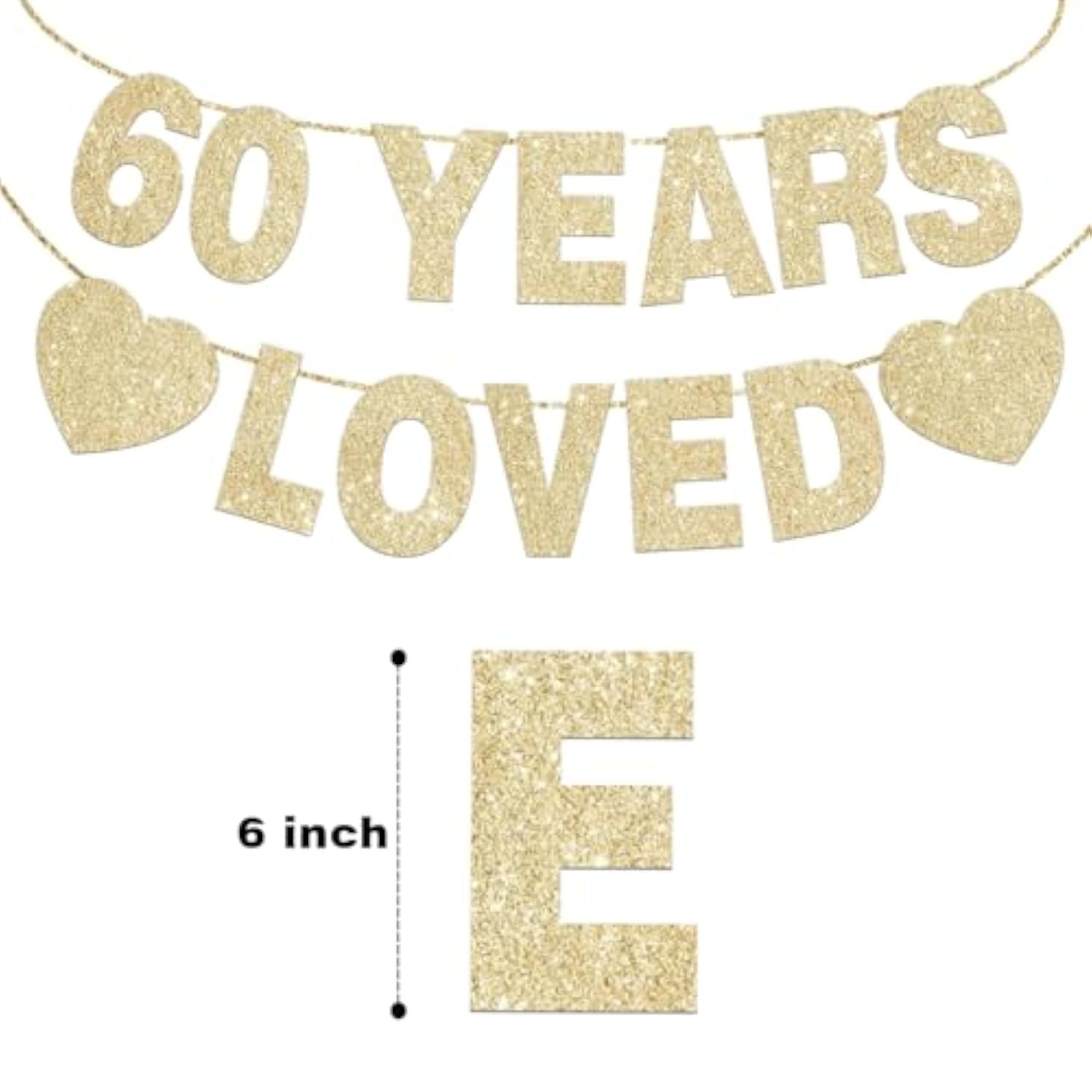 60 Years Loved Banner For 60Th Birthday Decorations For Men Women Pre-Strung 60Th Birthday Banner Party Decorations Gold Glitter