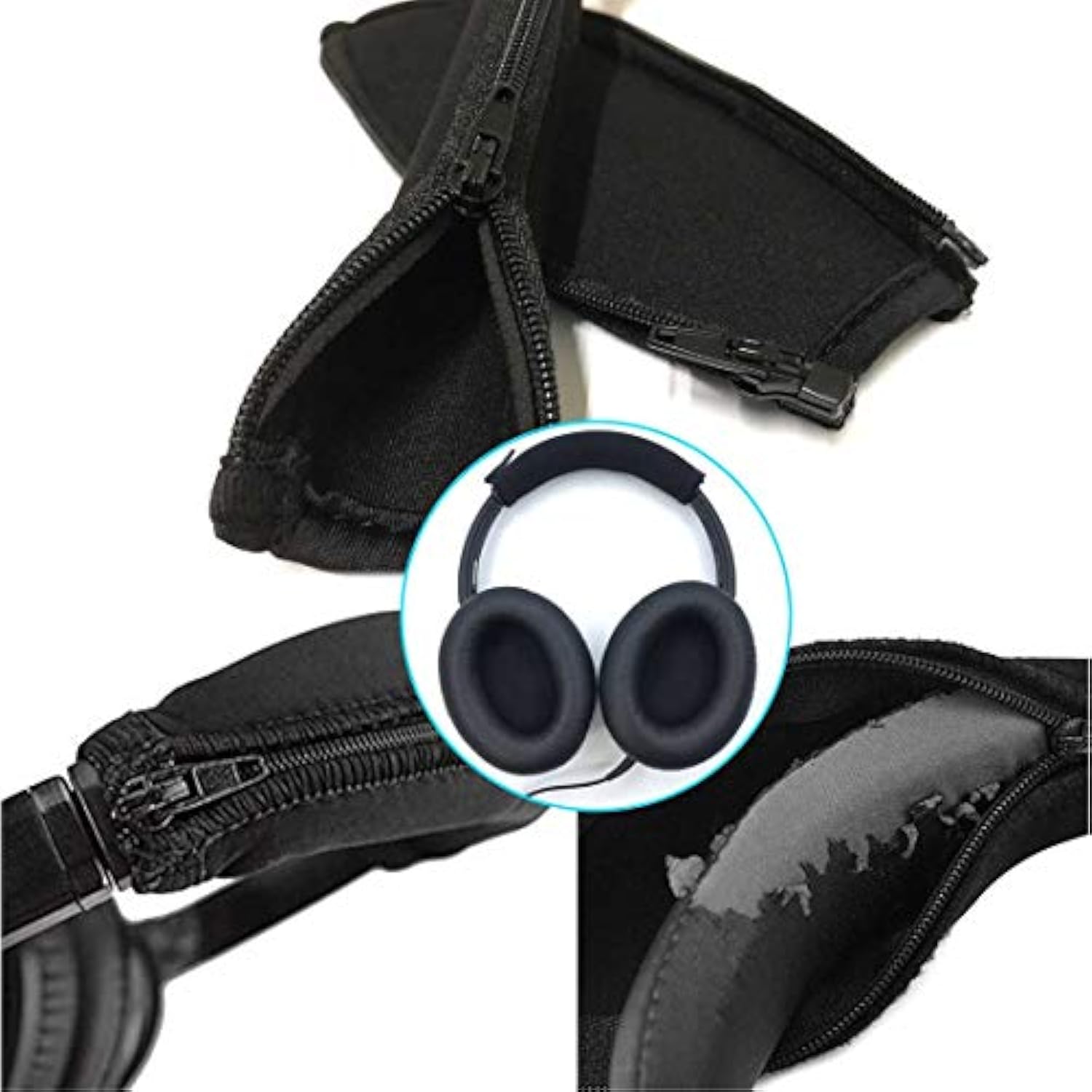 Qc3 Headband Cover Replacement Headband Protector With Zippe For Bose Soundtrue Ae2 Oe1 Oe2 Qc3 Headphones Replacement Headband Cushion Pad Repair Parts/Easy Diy (Black + No Tool Needed)