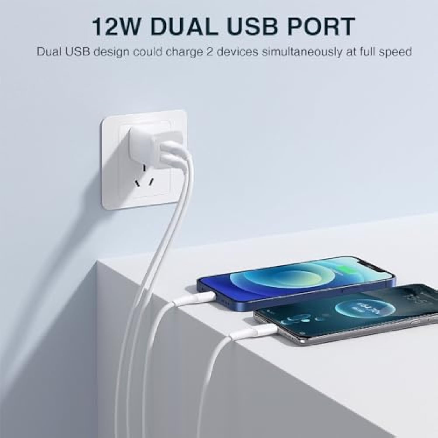 3- Pack, Usb Wall Charger, Dual Port Usb Cube Power Adapter Charger Plug Block Charging Box, Dual Port Wall Fast Charging Adapter, Compatible For I Phone 14 13 12 11 (White)