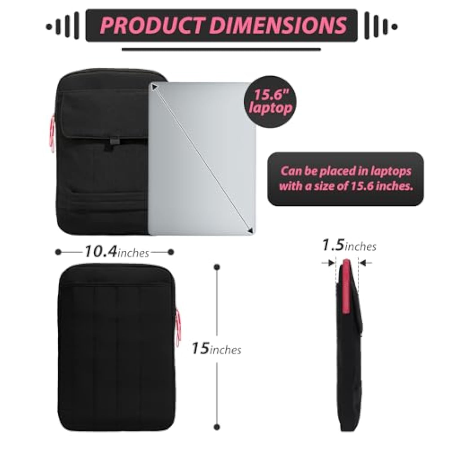 15.6 Inch Laptop Shoulder Bag, Vertical Puffy Laptop Sleeve For Macbook Pro/Air M4/M3/M2/M1 (2024-2019), Ipad Pro/Air/Mini, Quilted Puffer Handle Carrying Case With Luggage Strap (Black)