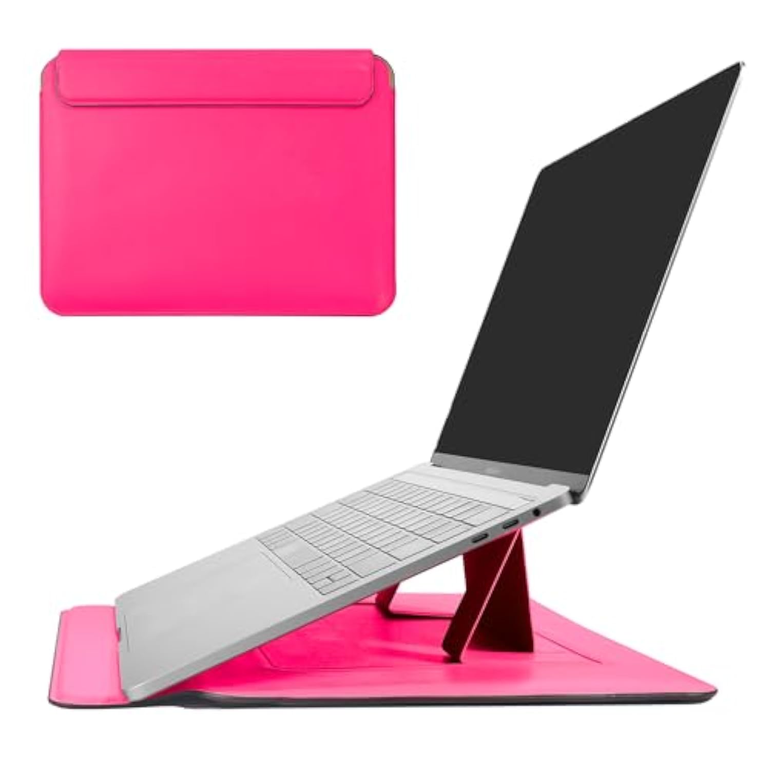 Laptop Sleeve Compatible With 13-13.3 Inch Macbook Air/Pro, Protective Notebook Carrying Case, Pu Leather Laptop Case With Stand For Dell Asus Lenovo Macbook, Rose