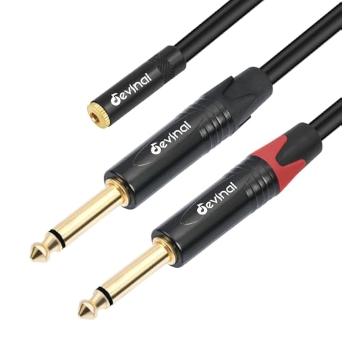 3.5Mm To Dual 1/4 Y Splitter Cable, 1/8" Female Trs To Dual 6.35Mm Ts Male Adapter, Female Mini Jack Stereo To 2 Quarter Inch Mono Converter 1 Feet