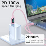 6.6Ft 100W Usb C Cable 5A Usb 2.0 Silicone Type C Charging Cable With Led Display Usb C To Usb C Fast Charge Cable For Iphone 15 Iphone 15 Plus Iphone 15 Pro Iphone 15 Pro Max