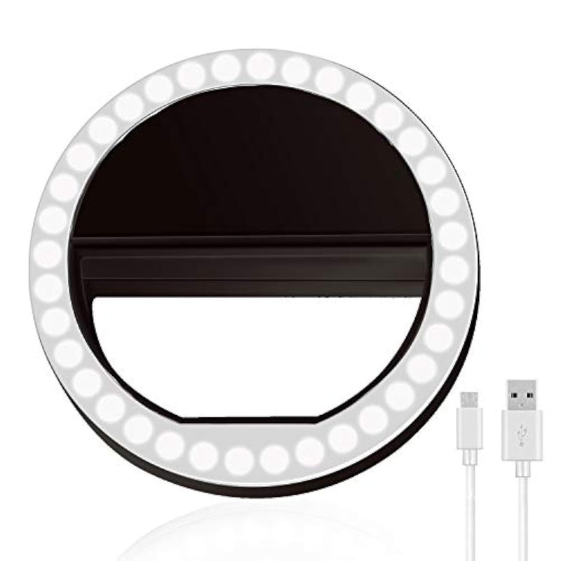 Selfie Ring Light Rechargeable Portable Clip-On Selfie Fill Light With 36 Led For Smart Phone Photography, Camera Video, Girl Makes Up Black …
