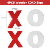 Valentines Day Decor-Wooden Xoxo Tabletop Sign-Classic White Red Valentines Decorations For Home Table Shelf Mantel Fireplace Wedding Party Supplies