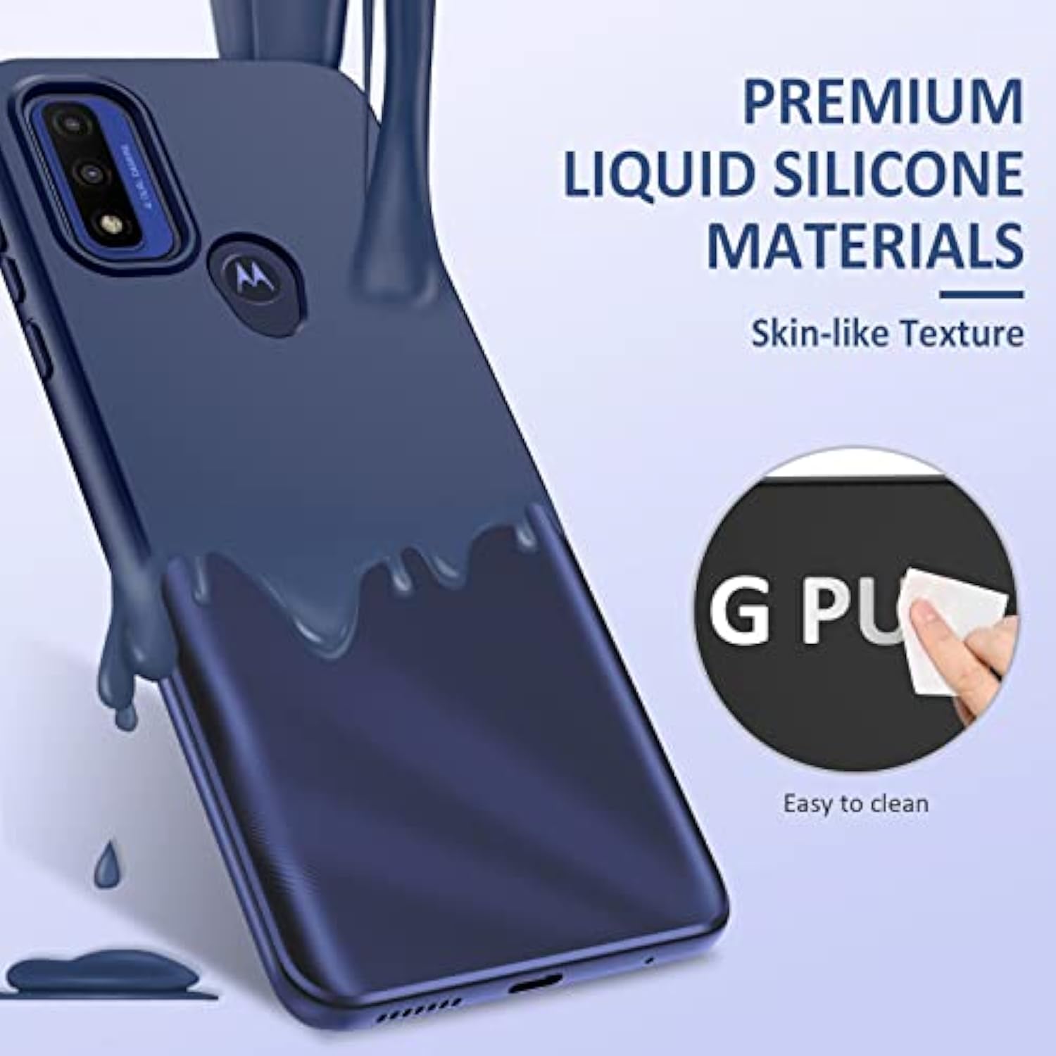 For Motorola Moto-G Pure Phone Case: G Play 2023 | G Power 2022 Silicone Matte Case 360 Full Protection - Rugged Bumper Sturdy Shockproof Drop Protective Tpu Cell Phone Cover Woman Men (Blue)