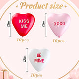 30 Pcs Valentines Day Heart Balloons 12 Inch Kiss Me Sweet Latex Heart Shaped Balloons Decor For Propose Wedding Engagement Anniversary Valentines Party Decorations(Red Pink White)