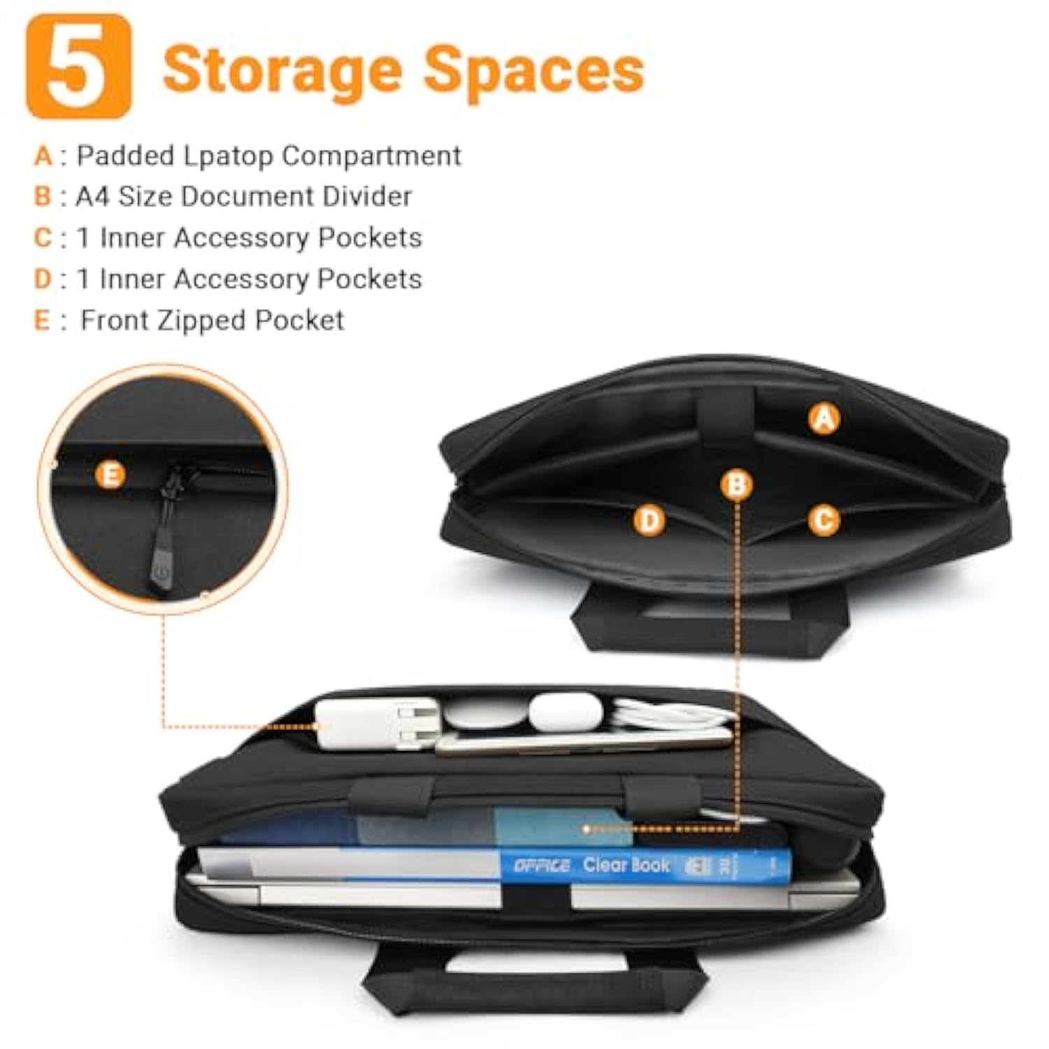 Waterproof Laptop Bag 15 15.6 16 Inch,Laptop Case 15.6-16 Inch Sleeve With Shoulder Strap,Notebook Case For 15.6 16 Inch Laptop Lenovo Macbook Pro 16 15 Hp Acer Asus Dell Etc 15.6 16In Bag-Black