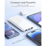 Portable-Charger-Power-Bank - 15000Mah Dual Usb Power Bank Output 5V3.1A Fast Charging Portable Charger Compatible With Smartphones And All Usb Devices (White)