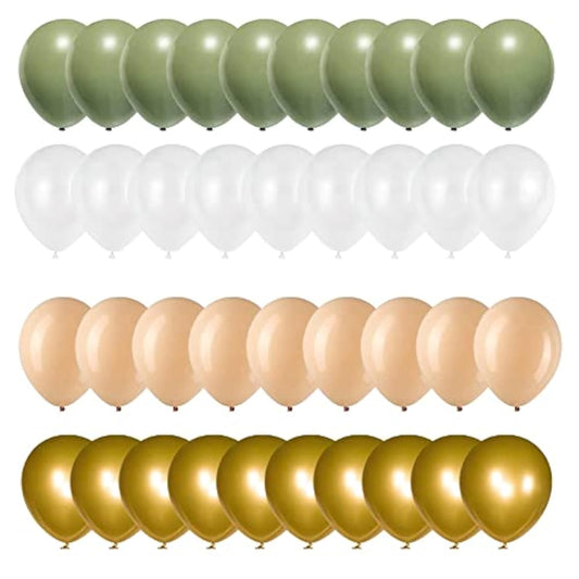 Sage Green Gold White Latex Balloons,50 Pcs 12 Inch Green And Blush Gold Party Balloons For Birthday Baby Shower Engagement Wedding Anniversary Party Decorations