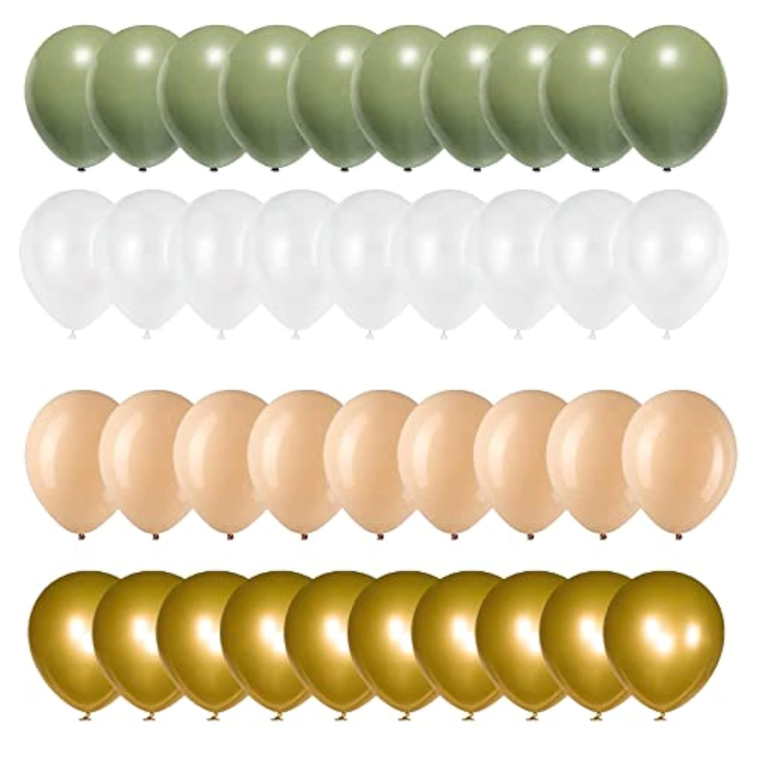Sage Green & Gold Balloon Set: 50 Pcs Latex Party Decorations