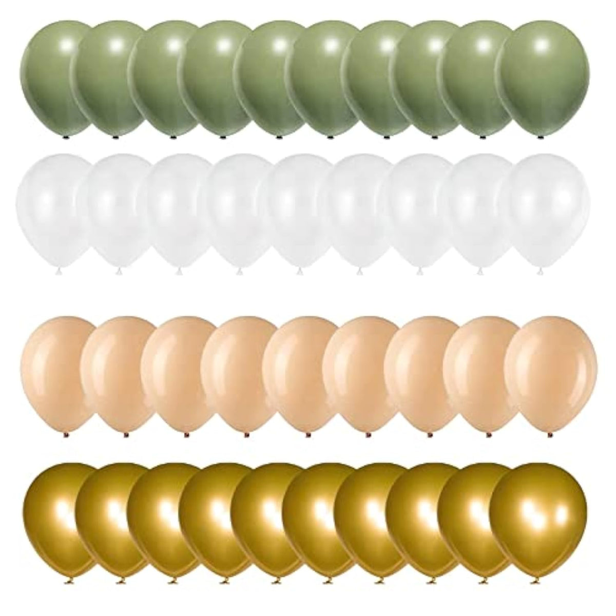 Sage Green & Gold Balloon Set: 50 Pcs Latex Party Decorations