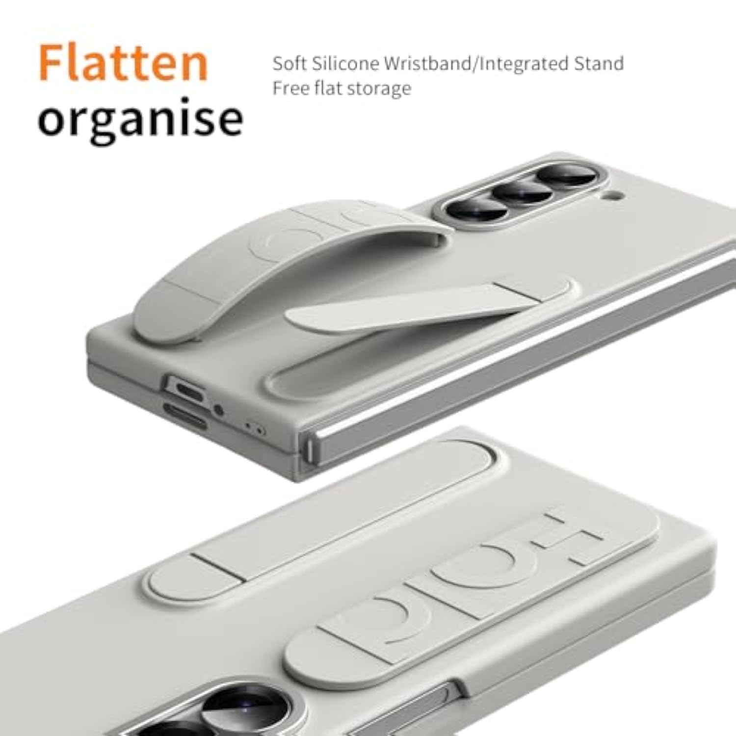 For Samsung Galaxy Z Fold 7 Protect Case With Wristband Stand,Bulit-In Screen & Lens Protection Shockproof Full Body Drop Fall Protection.(White)