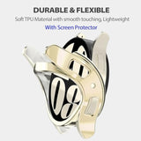 (4 Pack) Screen Protector Case Compatible For Samsung Galaxy Watch 6 40Mm (2023 Verison) Silicone Bumper Full Protective Shell Face Cover (Watch 6 40Mm Clear Silver Gold Rose)