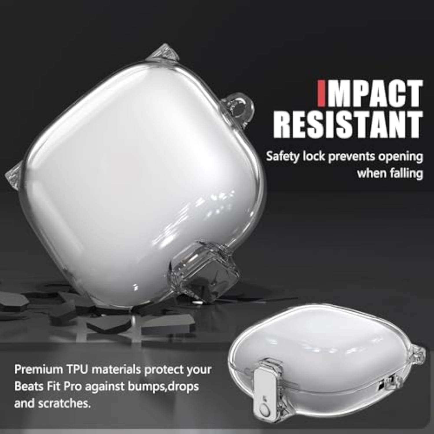 Clear Protective Case for Beats Fit Pro with Safety Lock