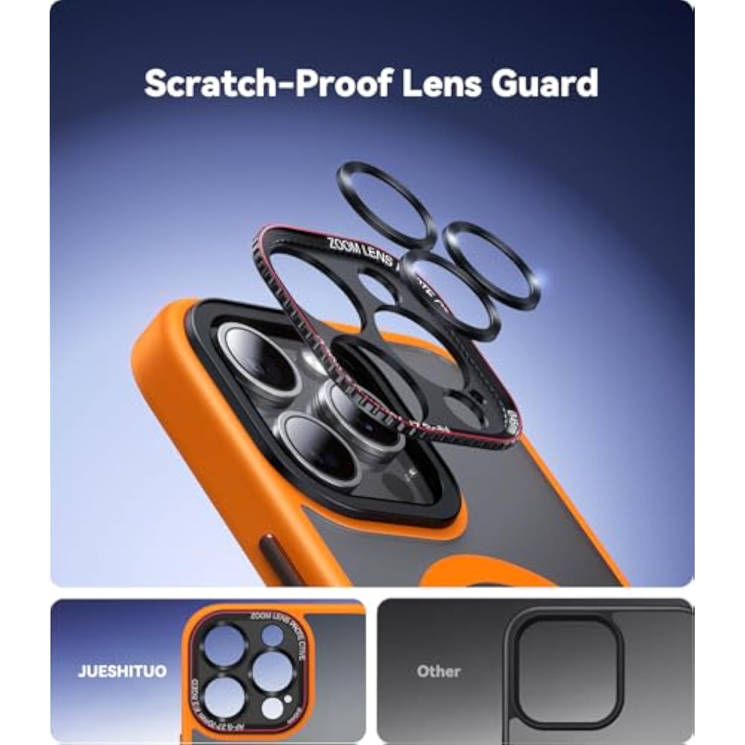 For 16 Pro Max Case With 1X Screen Protector, [Tailored For Magsafe] [Mil-Grade Shockproof Defense] With Integrated Lens Protection Translucent Case For 16 Pro Max, Orange