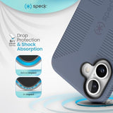 Mystery Blue/Faded Denim Speck CandyShell Grip Case for iPhone 16 - Slim Protective MagSafe iPhone 16 Case for Women & Men, Shock-Absorbing Anti-Slip Phone Cover