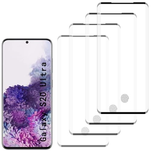 [4 Pack] Screen Protector Compatible with  Galaxy S20 Ultra,Scratch Resistant,Easy-Install,Bubble Free,Anti-Fingerprint,Tempered Glass