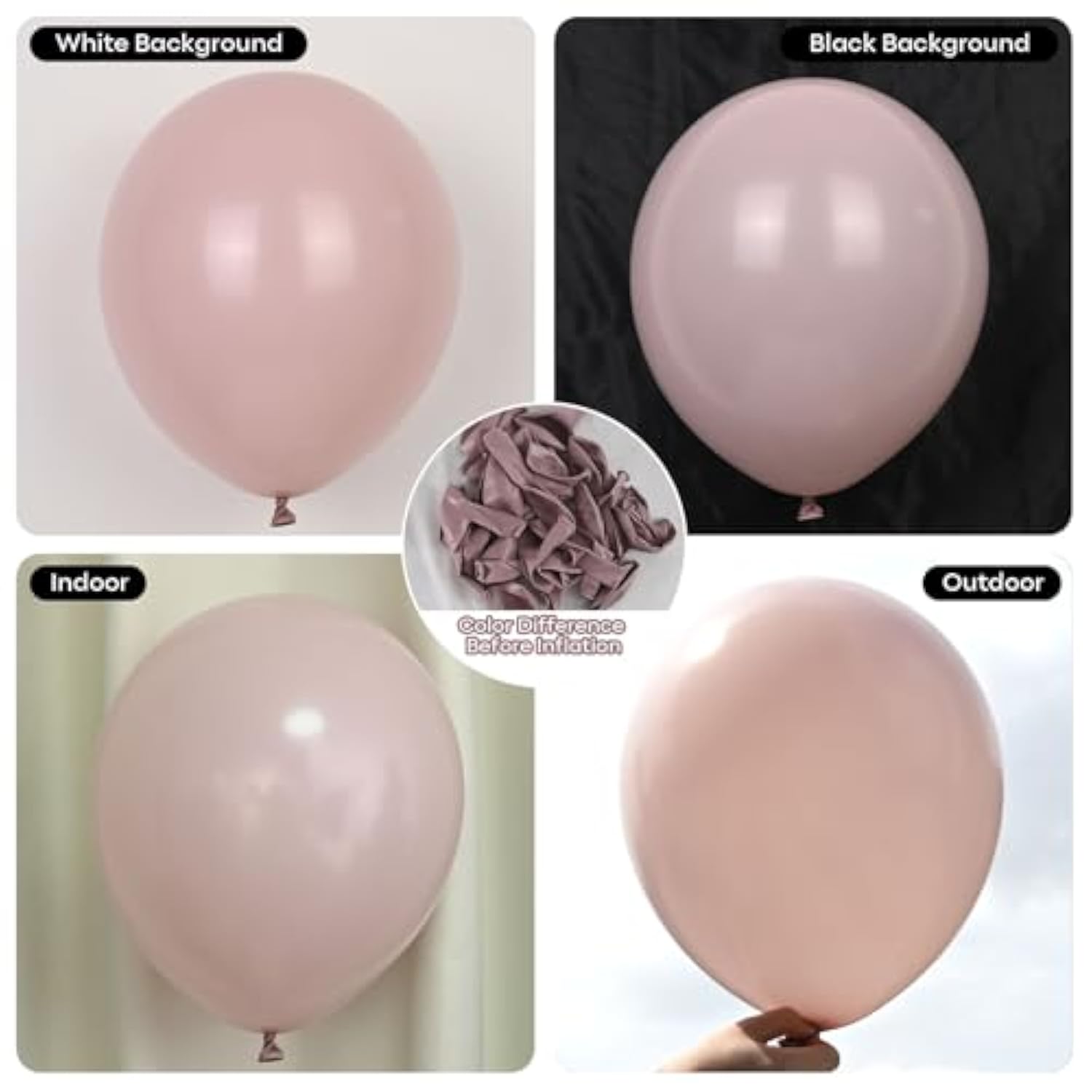12" Dusty Pink Double-Stuffed Balloons Blush & Pearl Party Decor