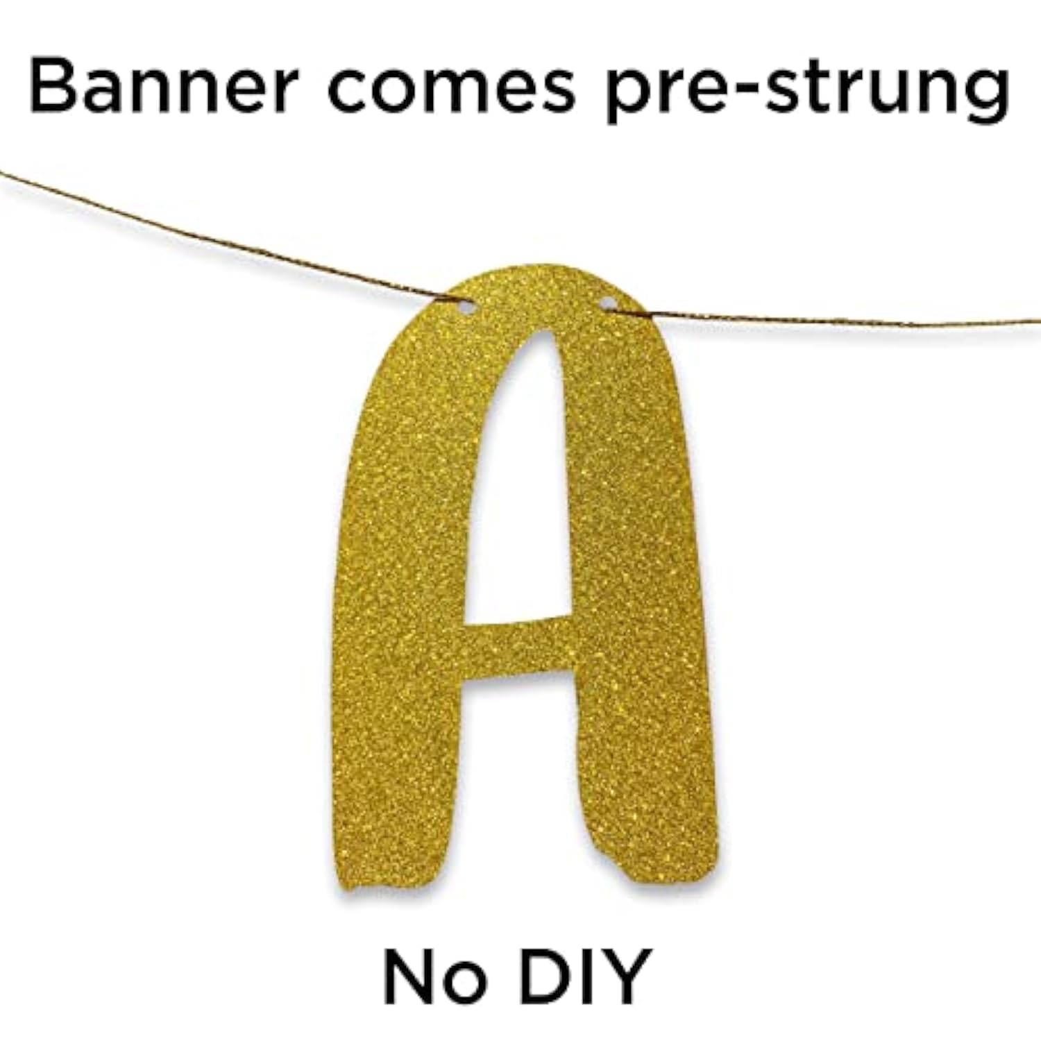 Gold glitter “50 & Fabulous” banner for 50th birthday or milestone celebration décor