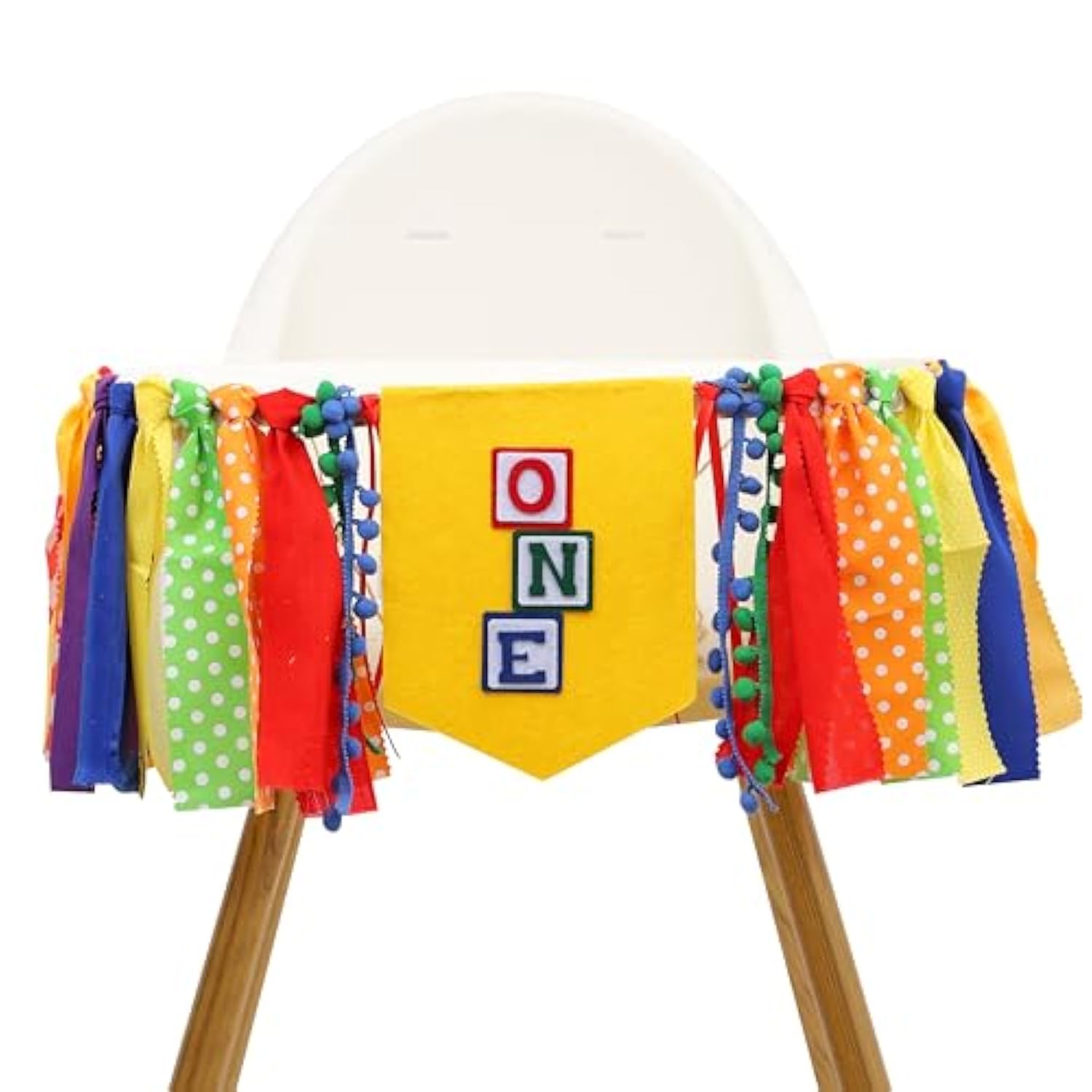 Letter Blocks High Chair Banner, 1st Birthday Decorations, Cake Smash Photo Props