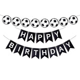Soccer Happy Birthday Banner, Black Soccer Birthday Sign for Boys Girls Fans Party Decoration