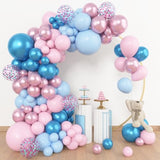 153Pcs Pink Blue Balloon Garland Arch Kit, Different Sizes 18 12 10 5 Inch Metallic Pink Blue Latex Confetti Balloons For Boy Girl Gender Reveal Neutral Baby Shower Birthday Party Decoration