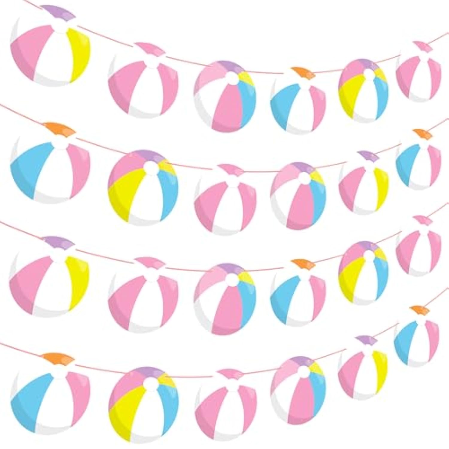 4 Pcs Pink Beach Ball Banners Summer Pool Hawaiian Party Decorations