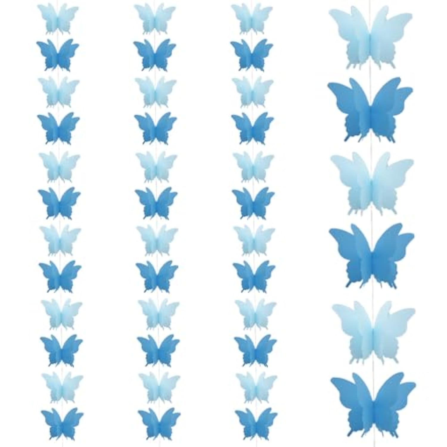 Yosawa 4 Pcs Large Paper Butterfly Banner Hanging Decorative, Curtain Hanging Paper Flower For Halloween Home Ceiling Decor Birthday Party Baby Shower Wedding Showcase Decoration?Zd/Blue?