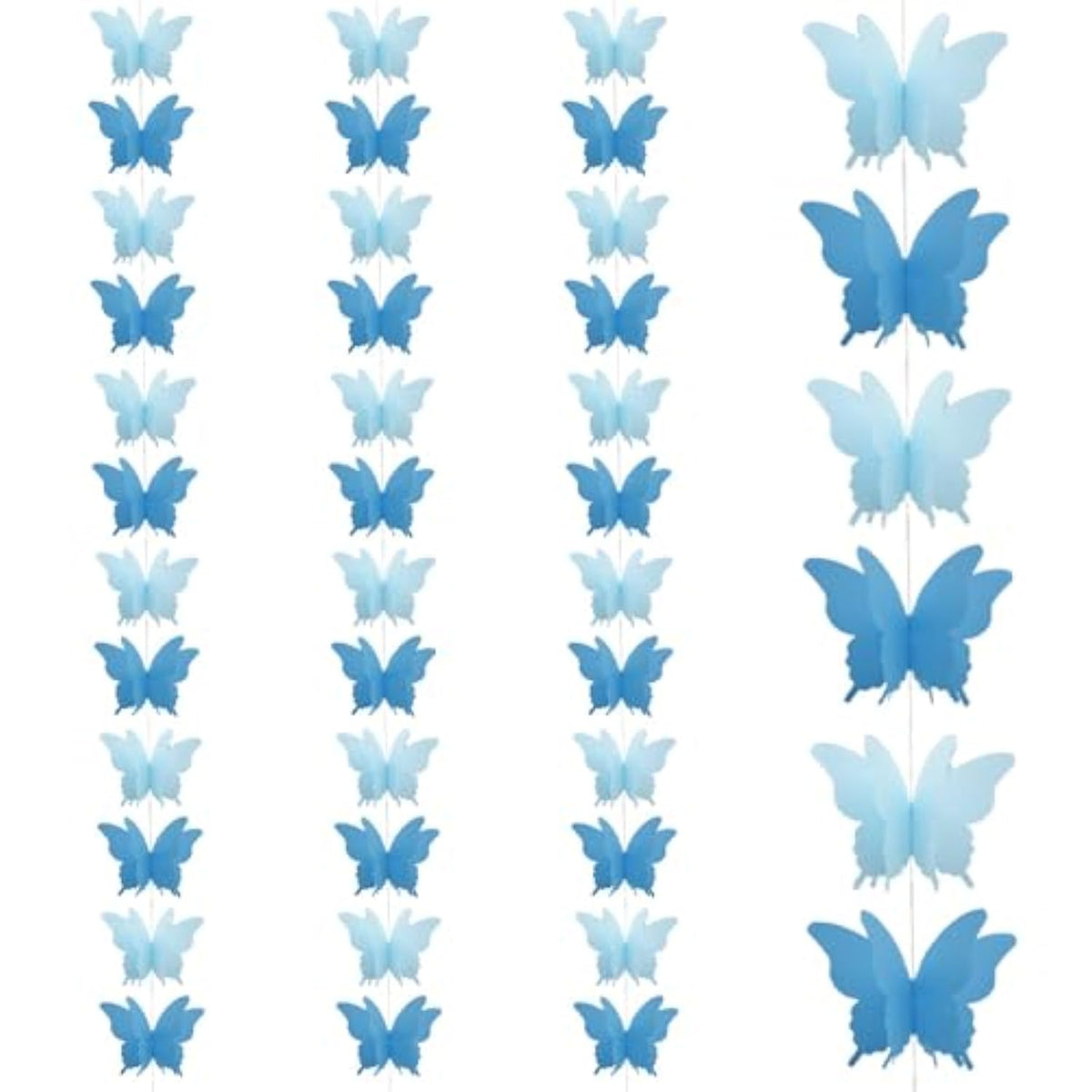 Yosawa 4 Pcs Large Paper Butterfly Banner Hanging Decorative, Curtain Hanging Paper Flower For Halloween Home Ceiling Decor Birthday Party Baby Shower Wedding Showcase Decoration?Zd/Blue?