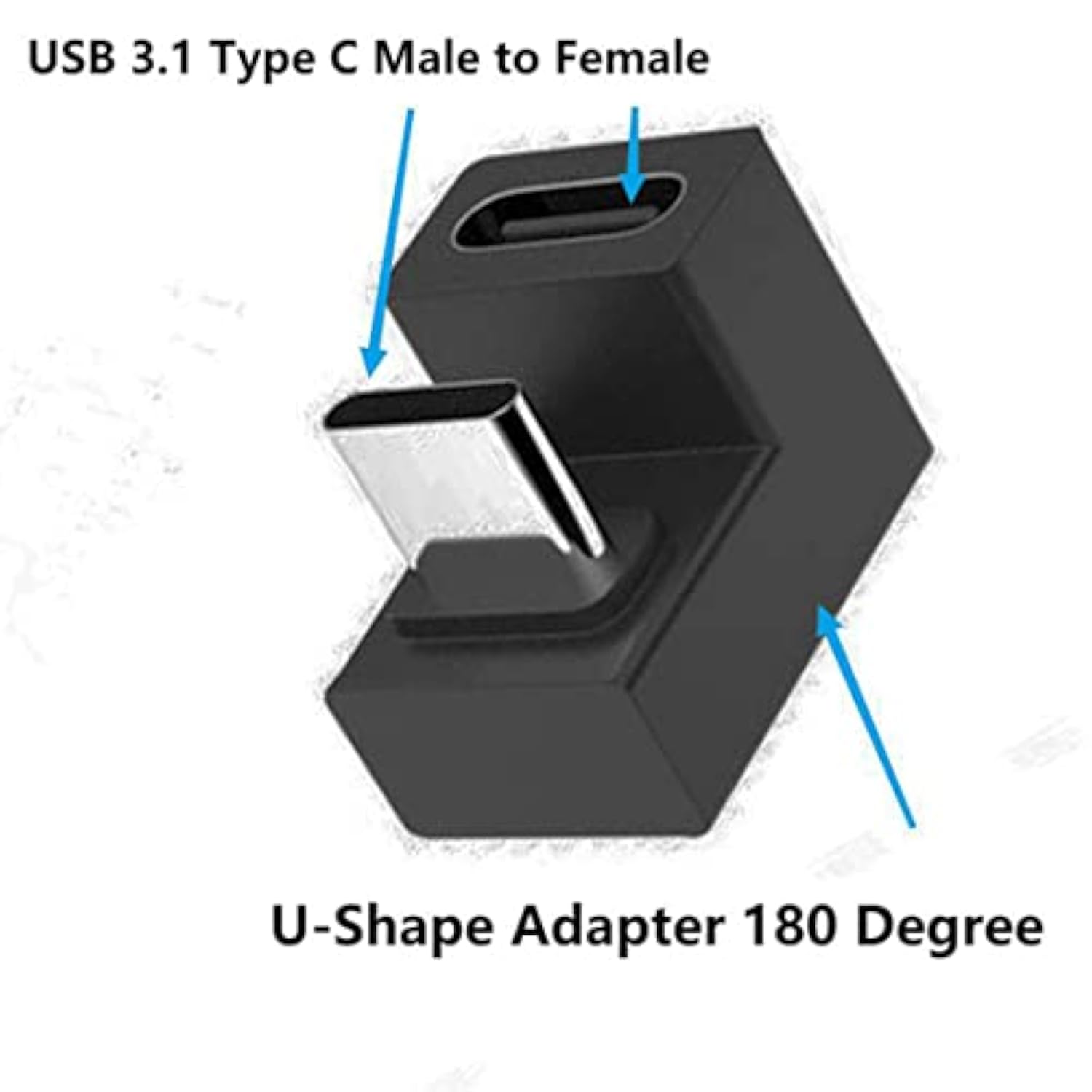Usb C U-Shape Adapter 180 Degree Usb 3.1 Type C Male To Female U-Shape Chargin