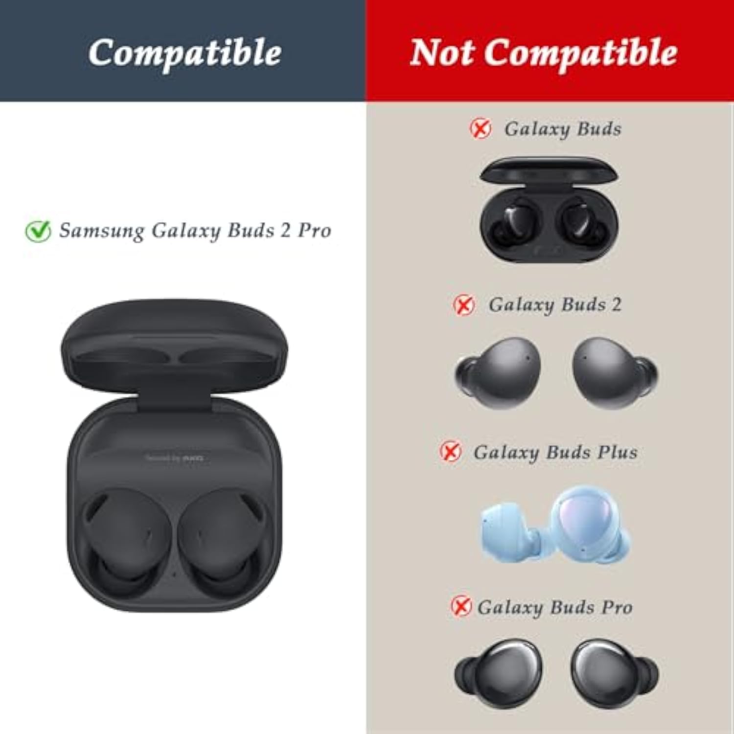 Ear Tips For Samsung Galaxy Buds 2 Pro, 6 Pairs Silicone Replacement Earbud Tips S/M/L, Earbuds Ear Tips Buds Set (White)