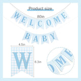 Blue Gingham Welcome Baby Banner Blue White Baby Shower It’s a Boy Decor