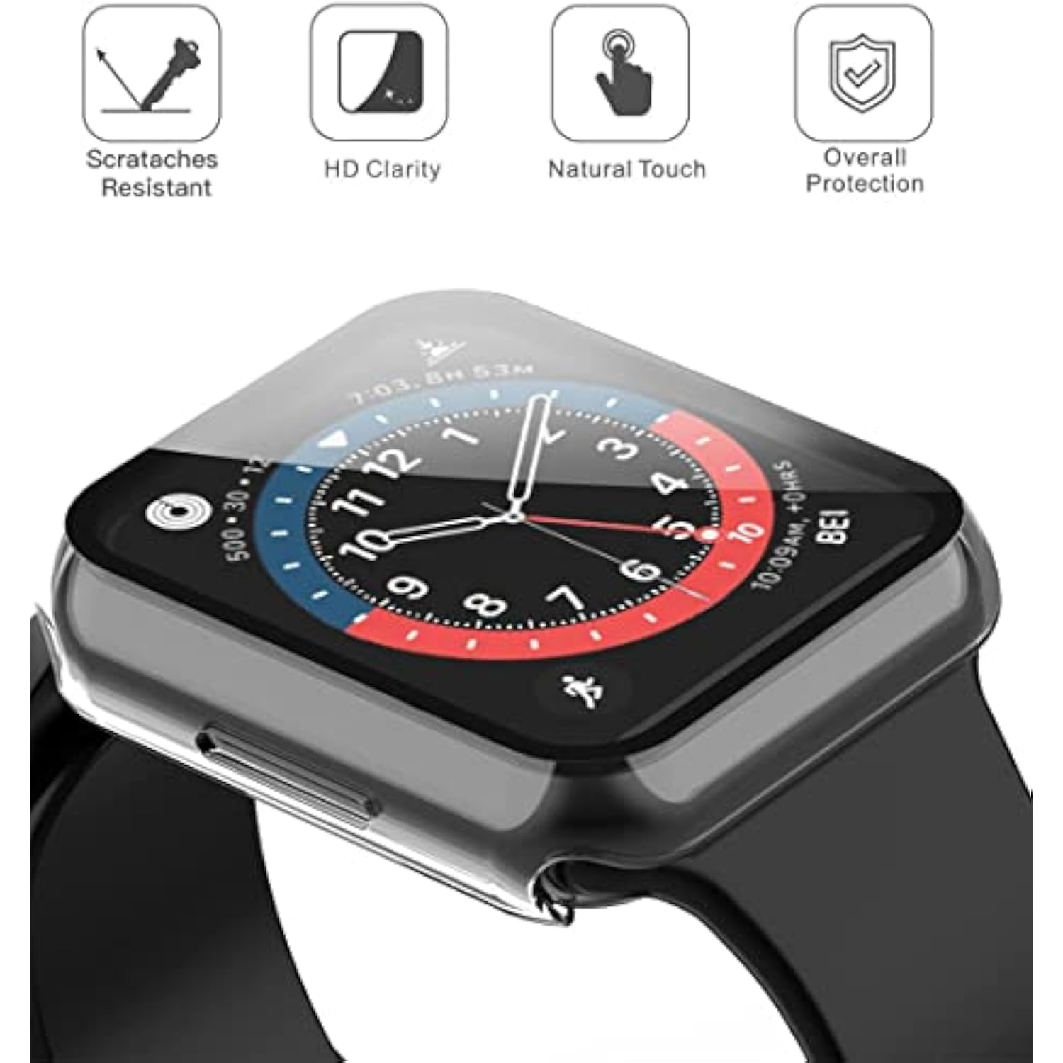 2 Pack Hard Pc Case With Tempered Glass Screen Protector With Button Compatible With Apple Watch Se 2 (2024) Se Series 6 Series 5 Series 4 40Mm - Crystal Transparent