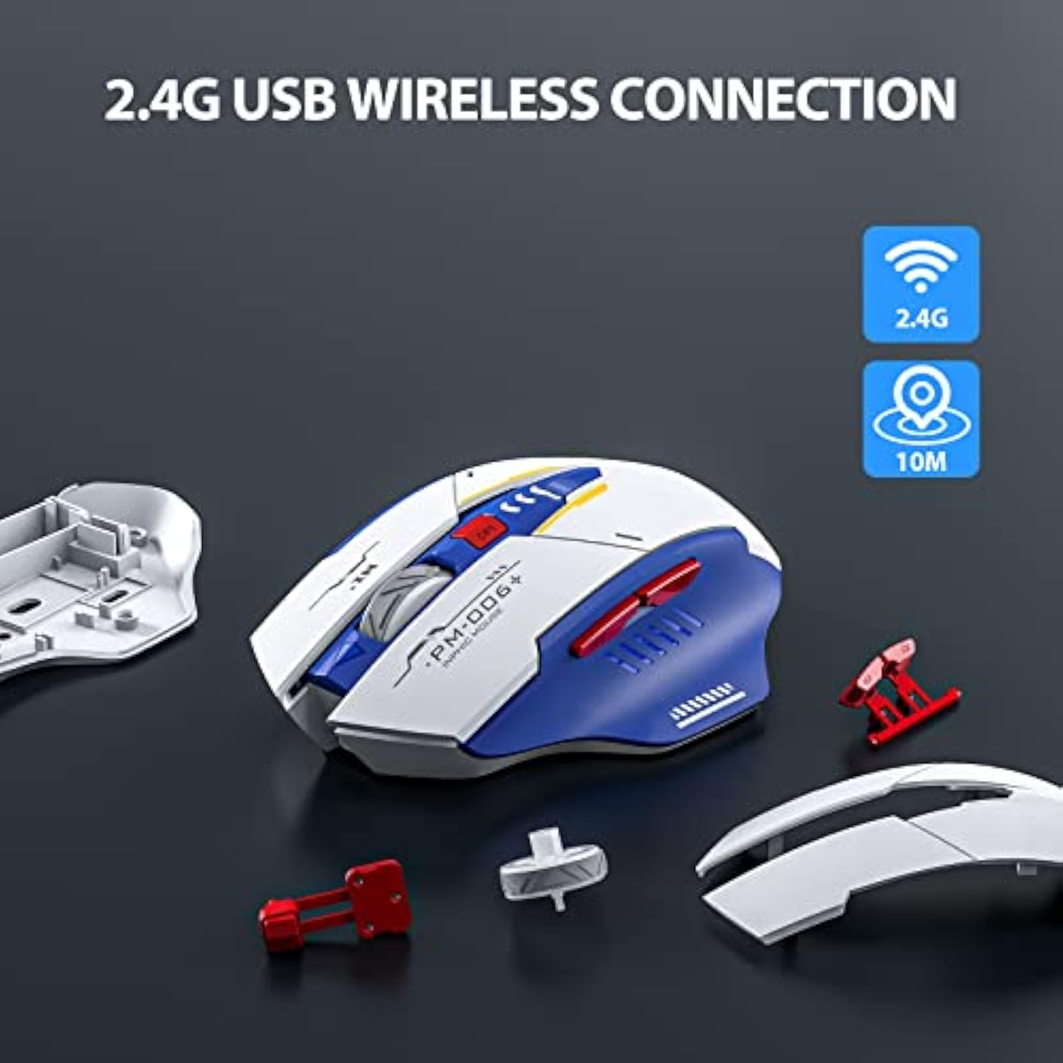 Wireless Mouse, Rechargeable Ergonomic Silent Mice With 2.4G Usb Receiver Mech