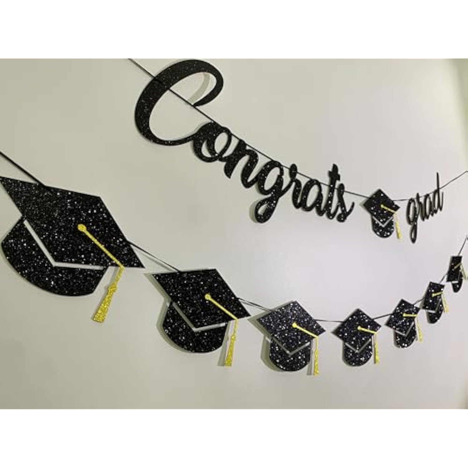 Graduation Decorations Class Of 2025 Party Supplies - Congrats Grad Banner And Graduation Cap Banner (Pre-Strung)