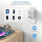 Multi Plug Outlet Splitter With Usb, 4 Electrical Outlet Extender Surge Protector With 3 Usb Wall Charger Blocks, Multiple Plug Expander Box For Home Office Dorm Room Essentials