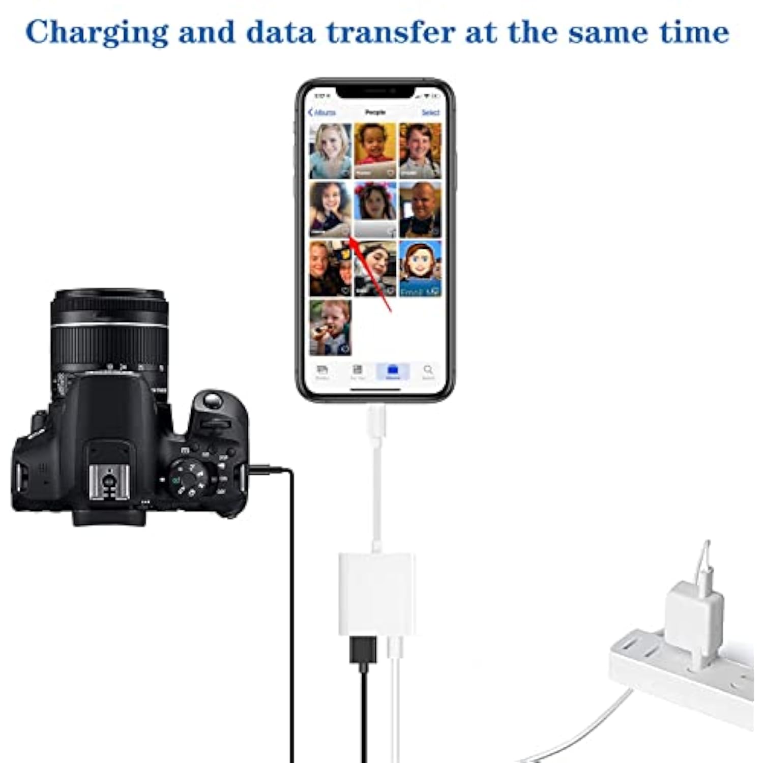 Apple Lightning To Usb Camera Adapter With Charging Port, Usb 3.0 Otg Cable For Iphone/Ipad To Connect Card Reader, Usb Flash Drive, U Disk, Keyboard, Mouse, Hubs, Midi, Plug & Play