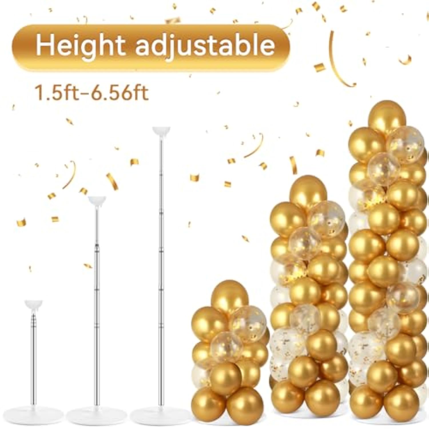 Gold Balloon Column Kit with 100 Balloons & Stands for Parties, Weddings, Birthdays and More