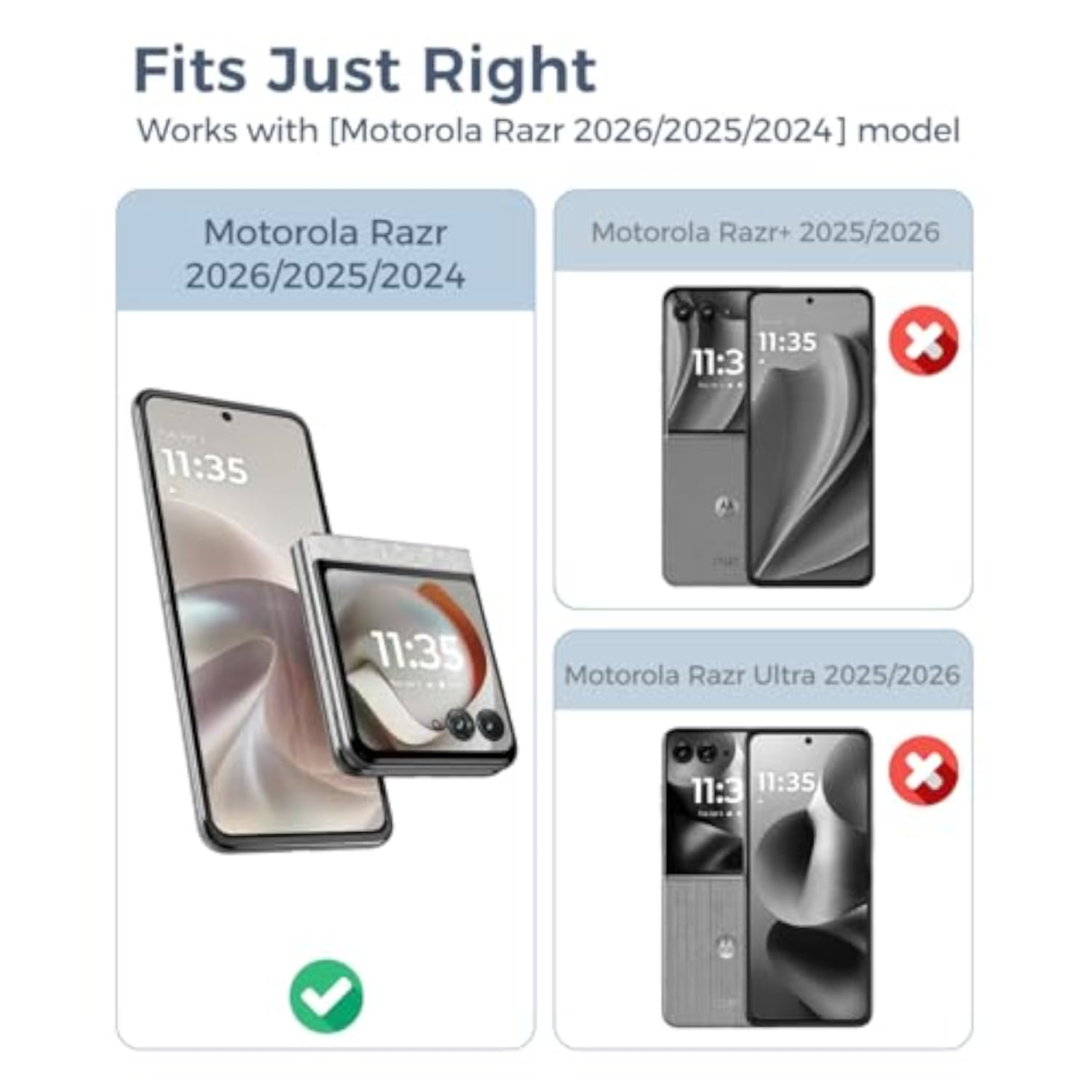 Motorola Razr 2026/2025/2024 Phone Case with Black Screen Protector