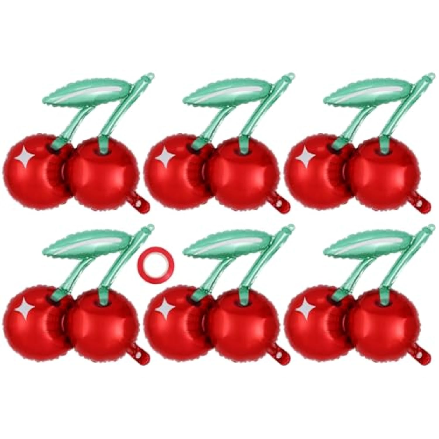 6 Pcs 20" Cherry Foil Balloons Red Fruit Mylar for Summer Parties & Showers