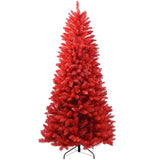 4Ft Artificial Red Christmas Tree Full Real Halloween Xmas Tree Premium Hinged Spruce Red Xmas Tree With 440 Branch Tips Easy To Assemble, Decoration For Indoor