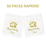 Happy Birthday Jesus Napkins, Christmas Nativity Of Jesus Napkins, Christmas Party Decorations, Happy Birthday Christening Party Decorations For Table Decorations (5 X 5 In, 50-Pack)