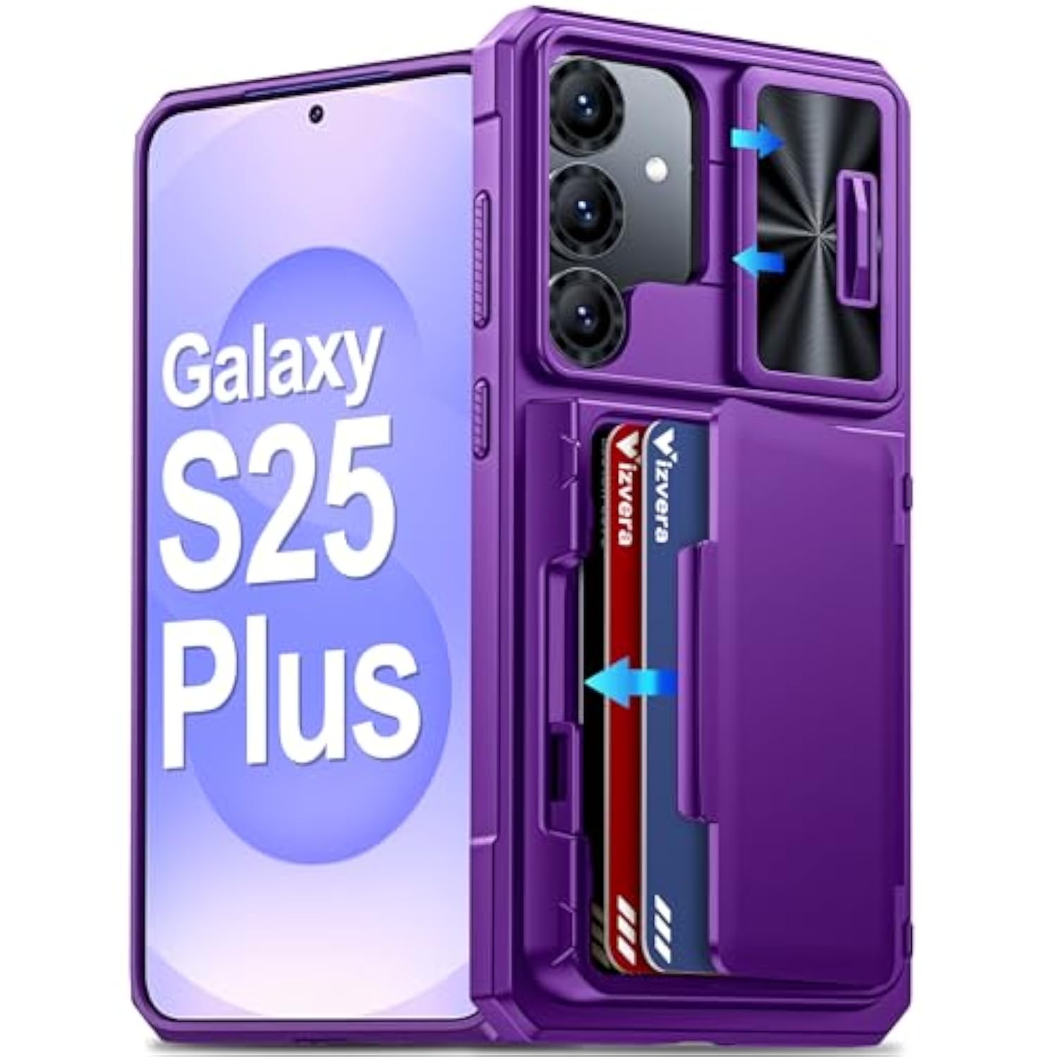 Samsung Galaxy S25+ Plus Wallet Case, RFID, Camera Cover, Shockproof, Purple