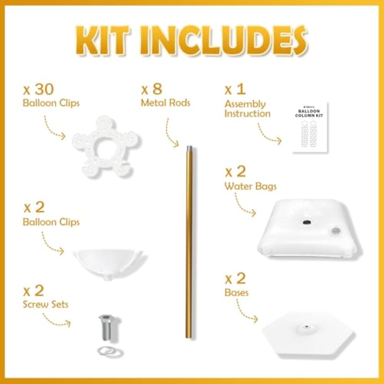 Gold Balloon Stand Set Of 2, 1 To 5.25 Ft Adjustable Metal Balloon Column For Both Floor Stand And Table Centerpieces