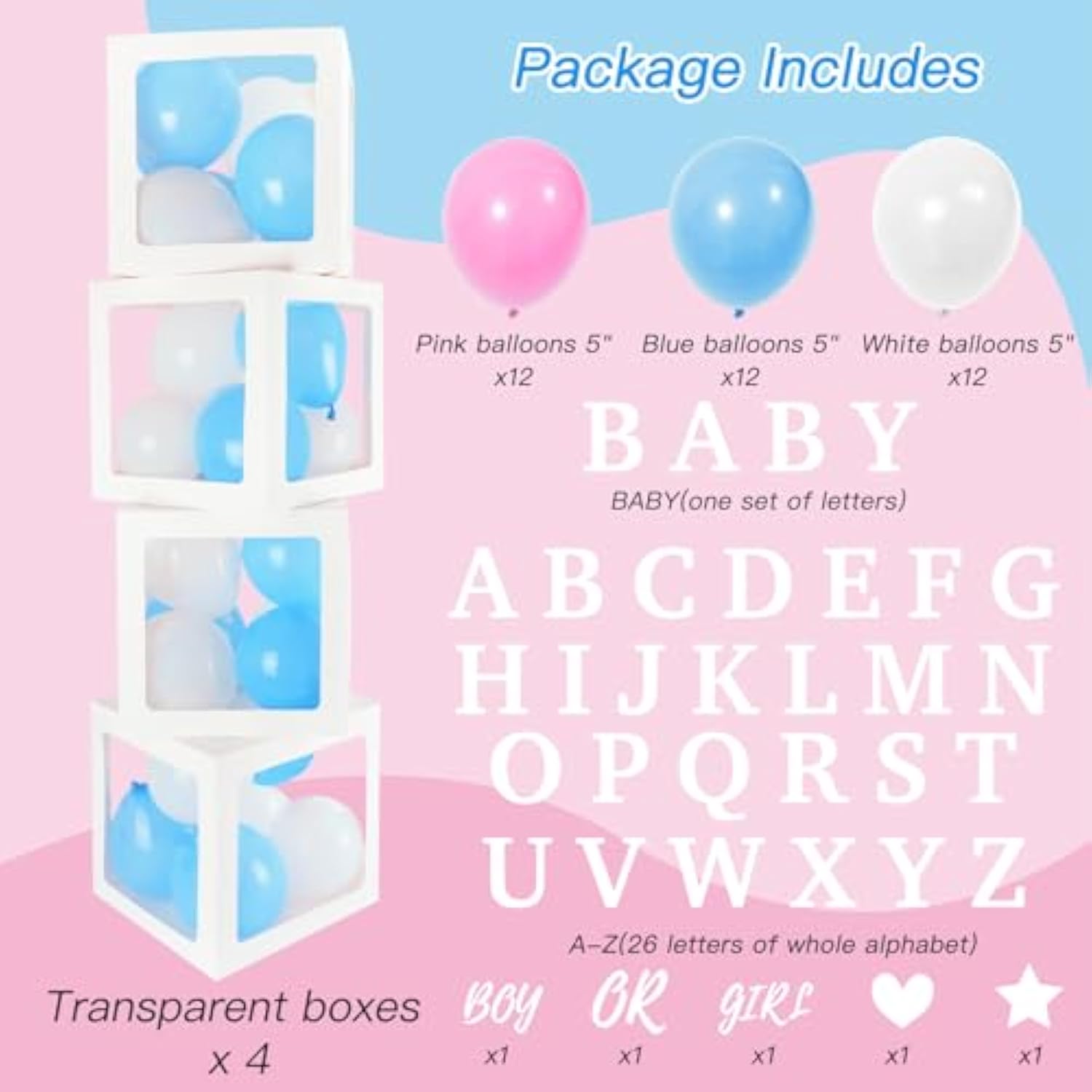 Baby Shower Balloon Boxes Set: Customizable Party Decor
