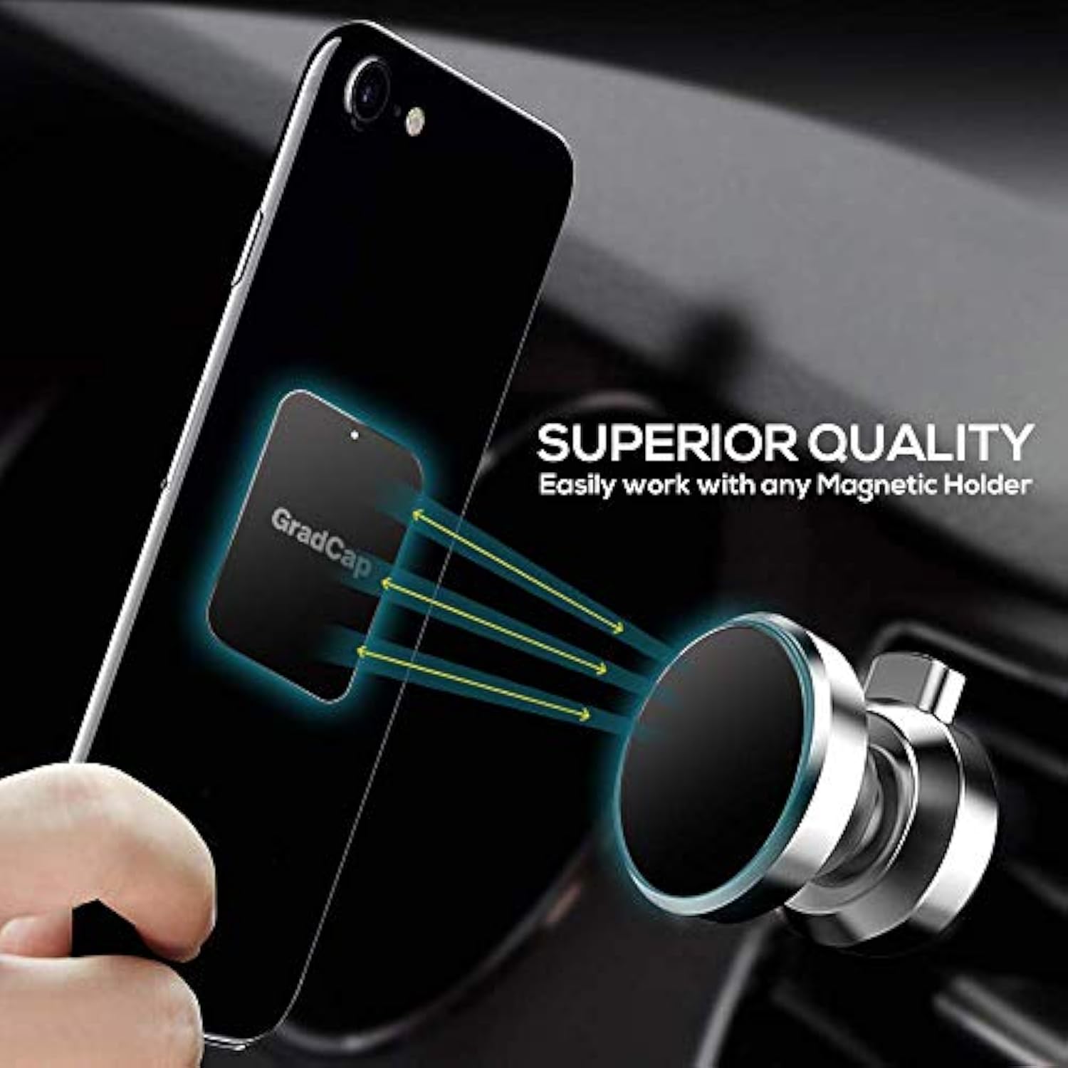 Metal Plates for Magnetic Phone Mount 4 Pack Ultra Thin Black with Adhesive